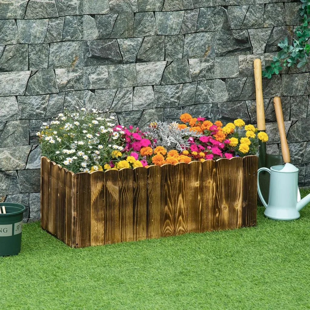 Hochbeet Pflanzkasten Kräuterbeet Pflanzbeet Gemüse Blumenbeet Blumenkasten Tannenholz 80 x 33 x 30 cm