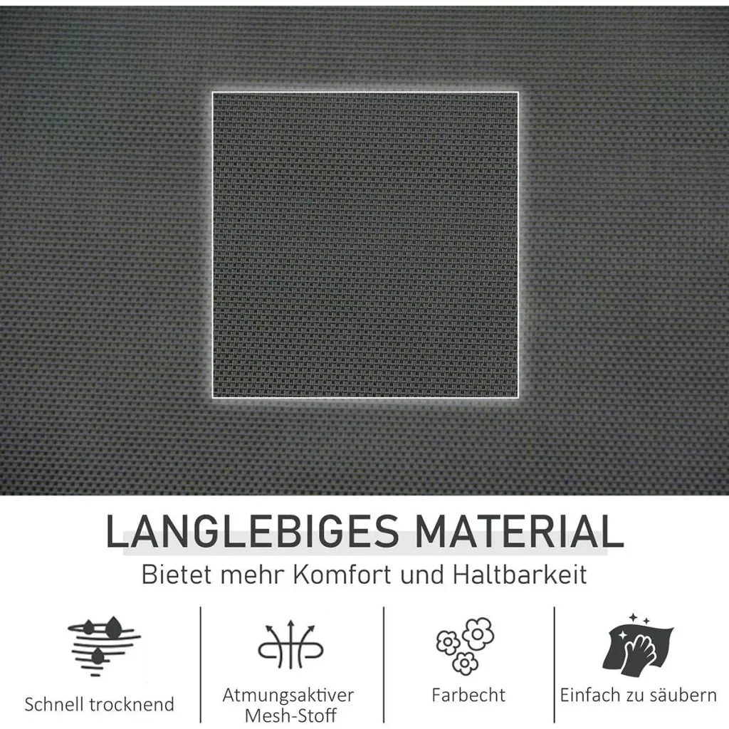 Schaukelstuhl Schwingsessel Gartenstuh Schaukelliege Metall Mesh Schwarz 150 x 62 x 88 cm