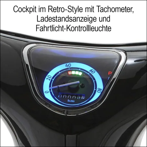 E-Roller "Turin" 45 km/h inklusive 32 Ah Lithium-Akku schwarz/weiß