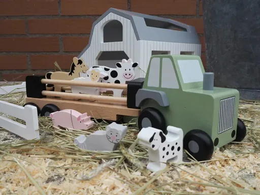 Jabadabado Spielzeug, Holzspielzeug - Traktor mit Tieren
