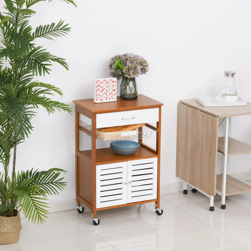Küchenwagen mit Rädern und Kommode Braun