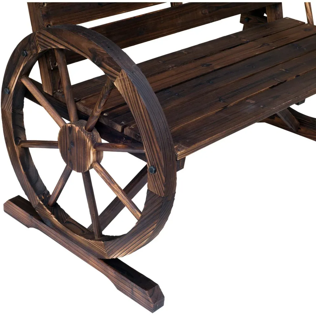 Gartenbank mit Wagenrad mit Armlehne