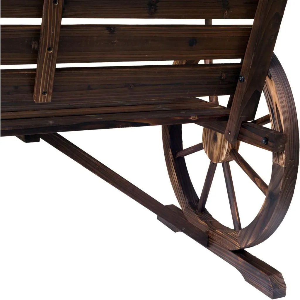 Gartenbank mit Wagenrad mit Armlehne