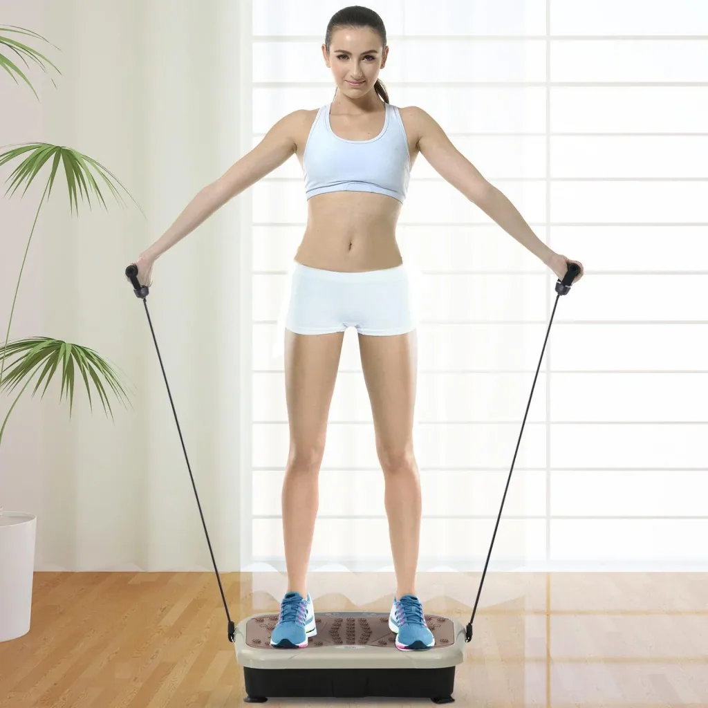 Vibrationsplatte Vibrationstrainer Vibrationsgerät LED-Anzeige USB-Lautsprecher Trainingsbänder Fernbedienung