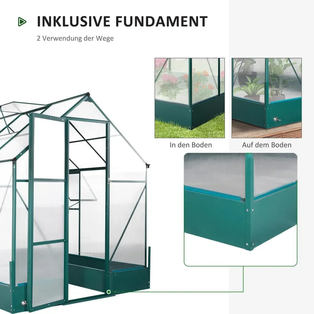 Gewächshaus für den Garten, vielseitig nutzbar als Treibhaus, Tomatenhaus, Frühbeet und Pflanzenhaus, 4 mm PC Sonnenschu
