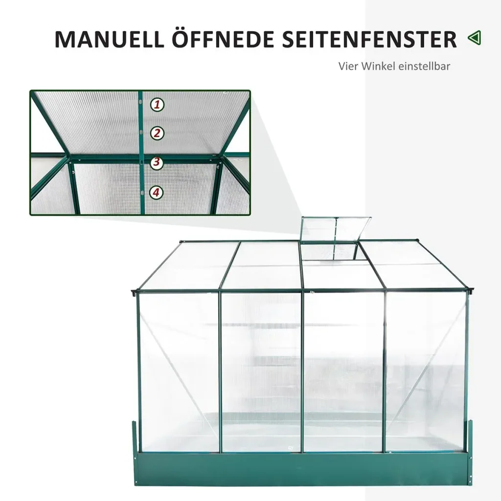 Gewächshaus für den Garten, vielseitig nutzbar als Treibhaus, Tomatenhaus, Frühbeet und Pflanzenhaus, 4 mm PC Sonnenschu