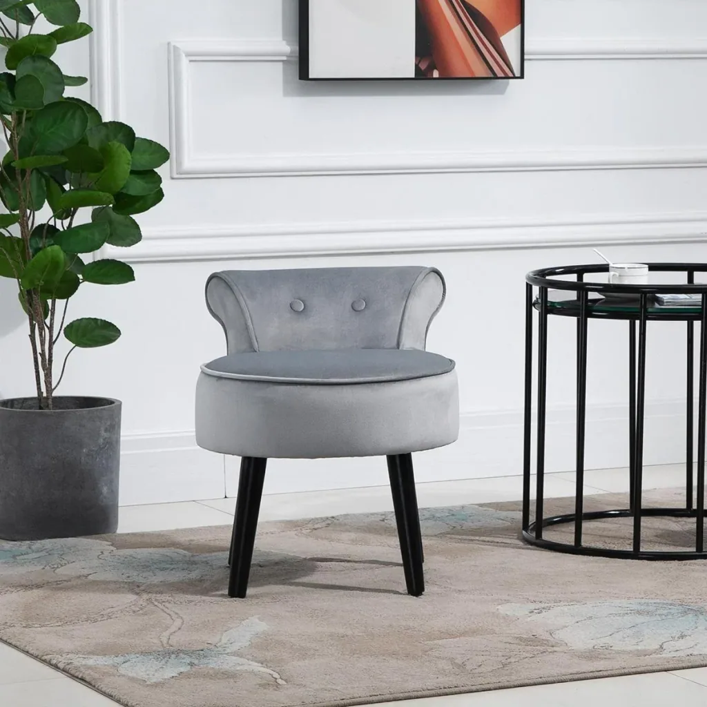 Fußhocker moderner Sitzhocker mit Rücklehne Ottomane für Schlafzimmer Wohnzimmer Velvet-feel Fabric Tannenholz Schaumsto