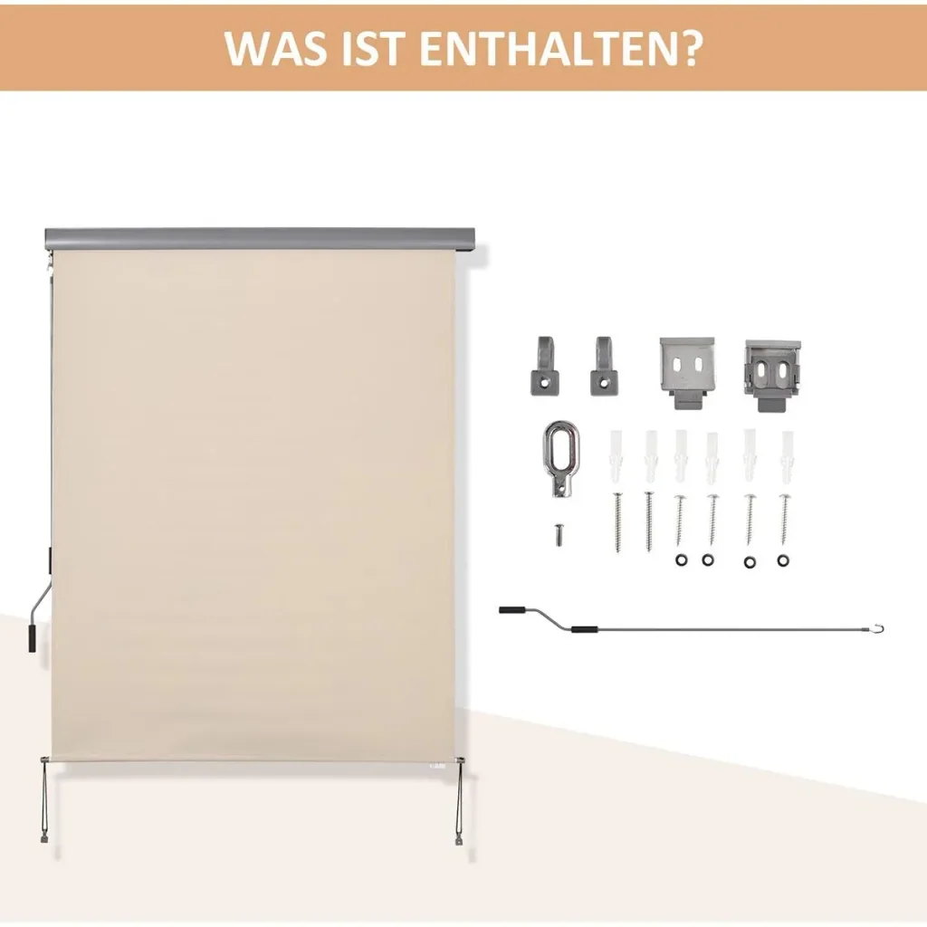 Senkrechtmarkise mit Handkurbel cremeweiß