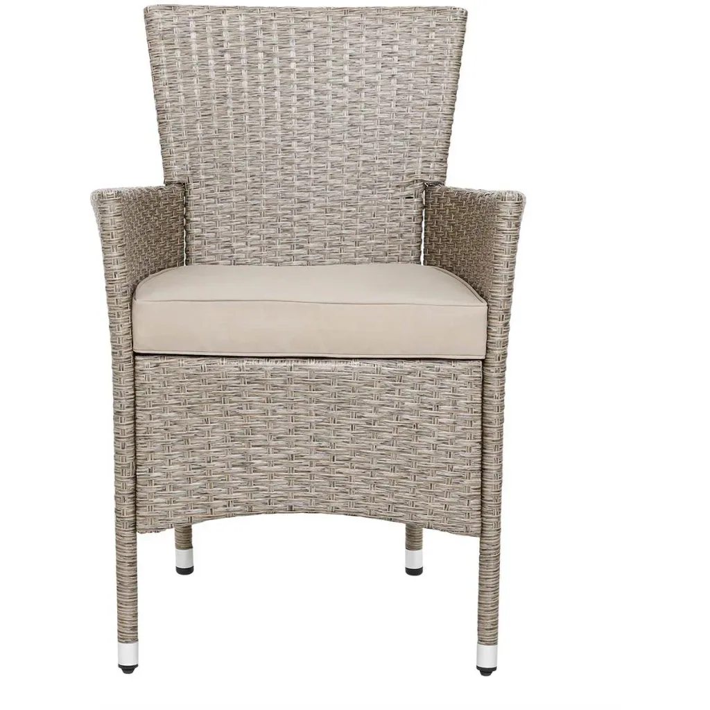 Gartenmöbelset Bali Polyrattan beige stapelbar 9-teilig