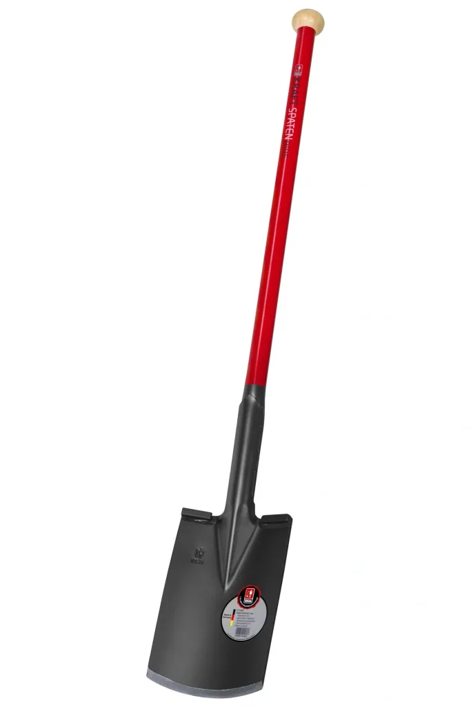 Spaten Kraftspaten, Blattstärke 5 mm, geschweißter Trittschutz pulverbeschichtet, Holzknauf, Stahlrohrstiel 92 cm