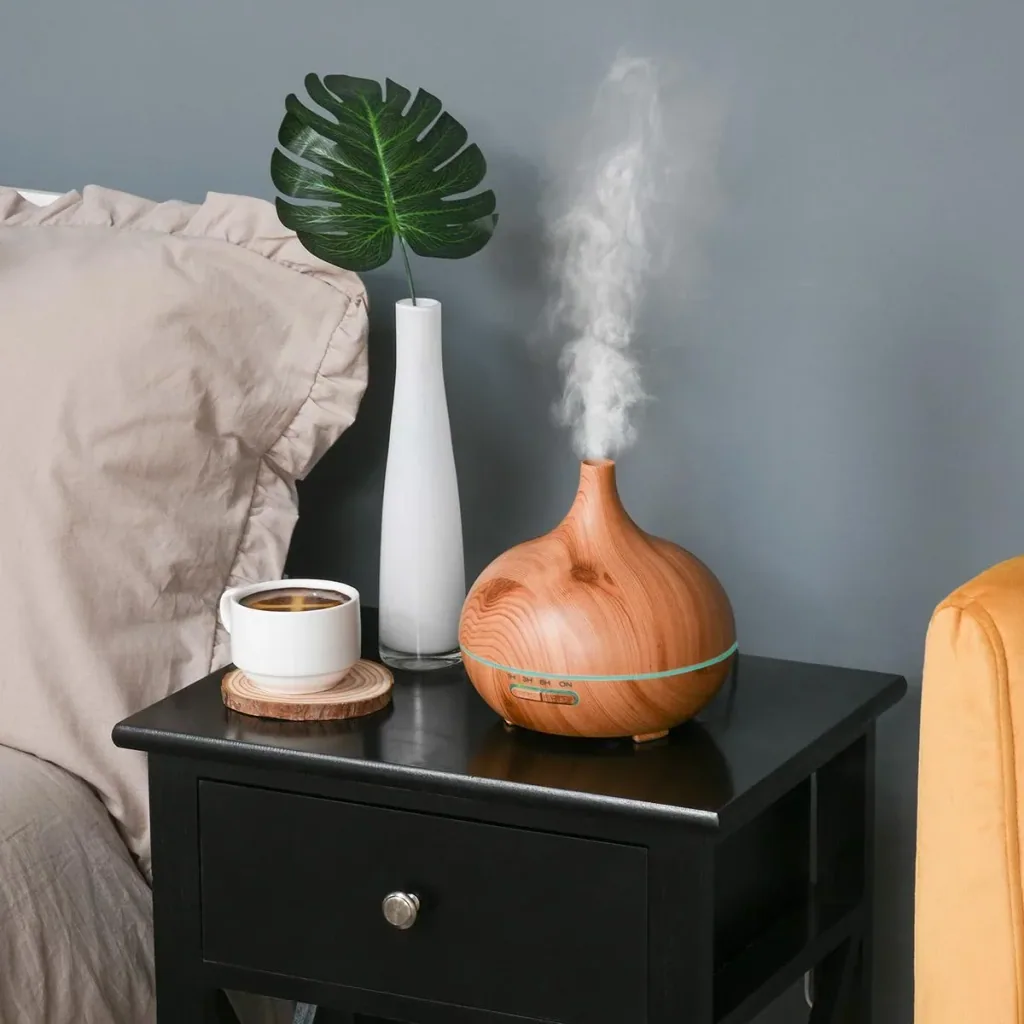 Aroma Diffuser Luftbefeuchter mit 7 Farben LED Lichter für Zuhause Büro Schlafzimmer Ätherische Öle 400 ml Natur