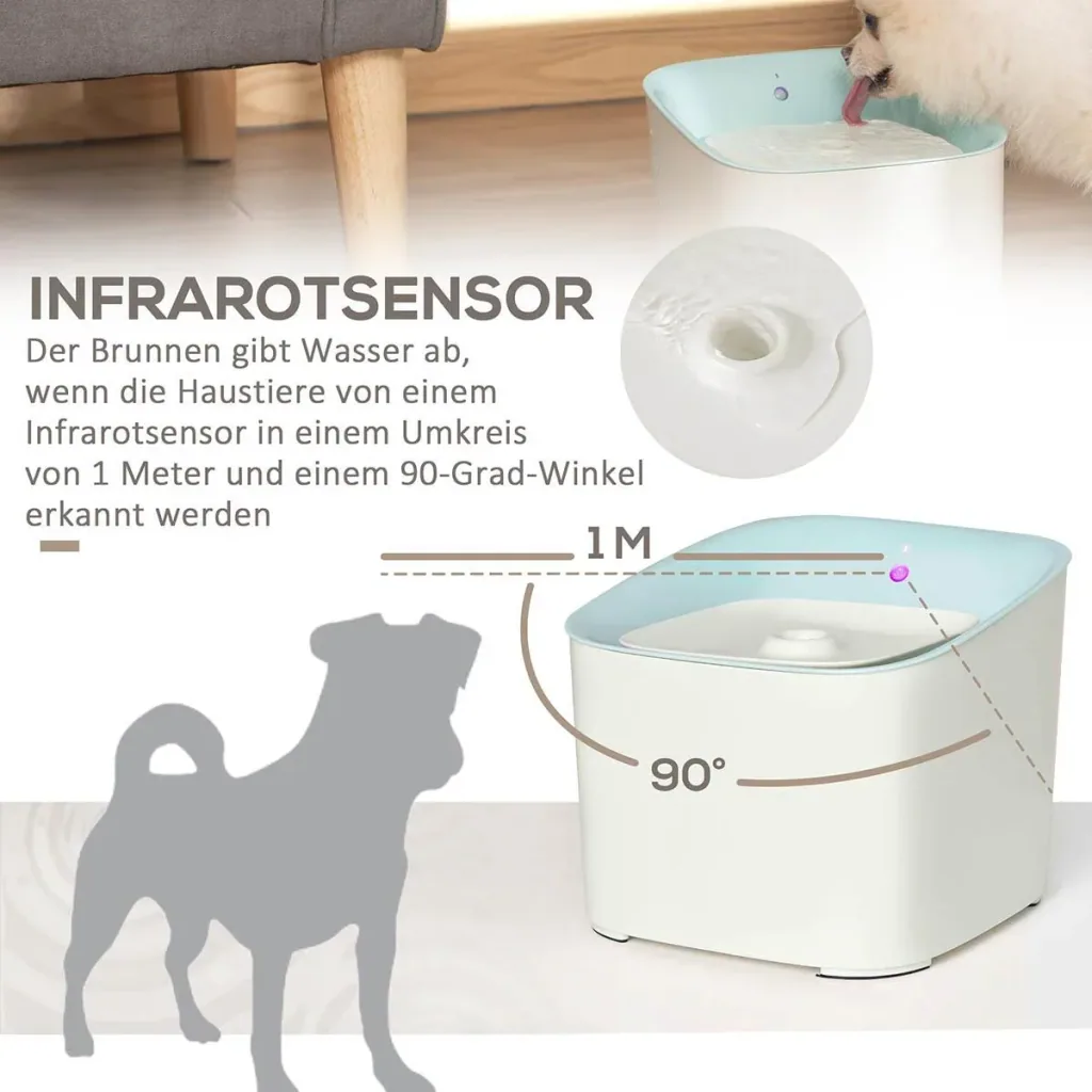 Trinkbrunnen für Haustier 3L Katzenbrunnen mit Infraroterkennung 3 Modi Smart Hunde Wasserbrunnen Leiser automatisch ABS