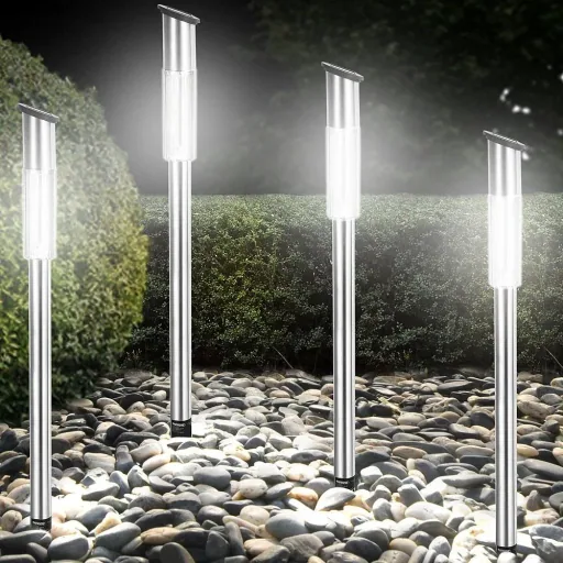 LED Solarlampe 4er Set - Wegbeleuchtung - Gartenbeleuchtung - mit Dämmerungssensor