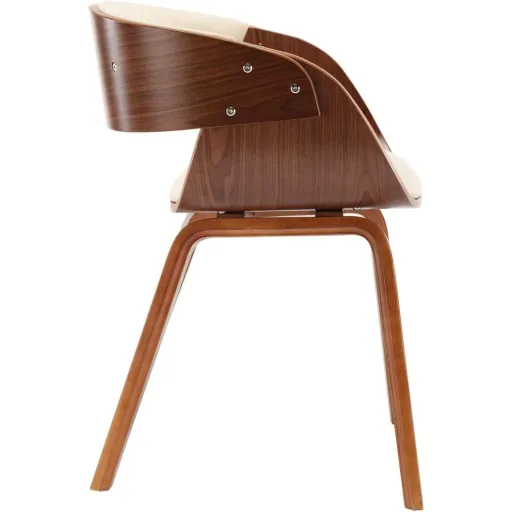 Esszimmerstuhl gebogenes Holz und Kunstleder creme