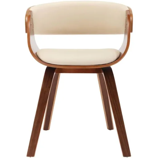 Esszimmerstuhl gebogenes Holz und Kunstleder creme
