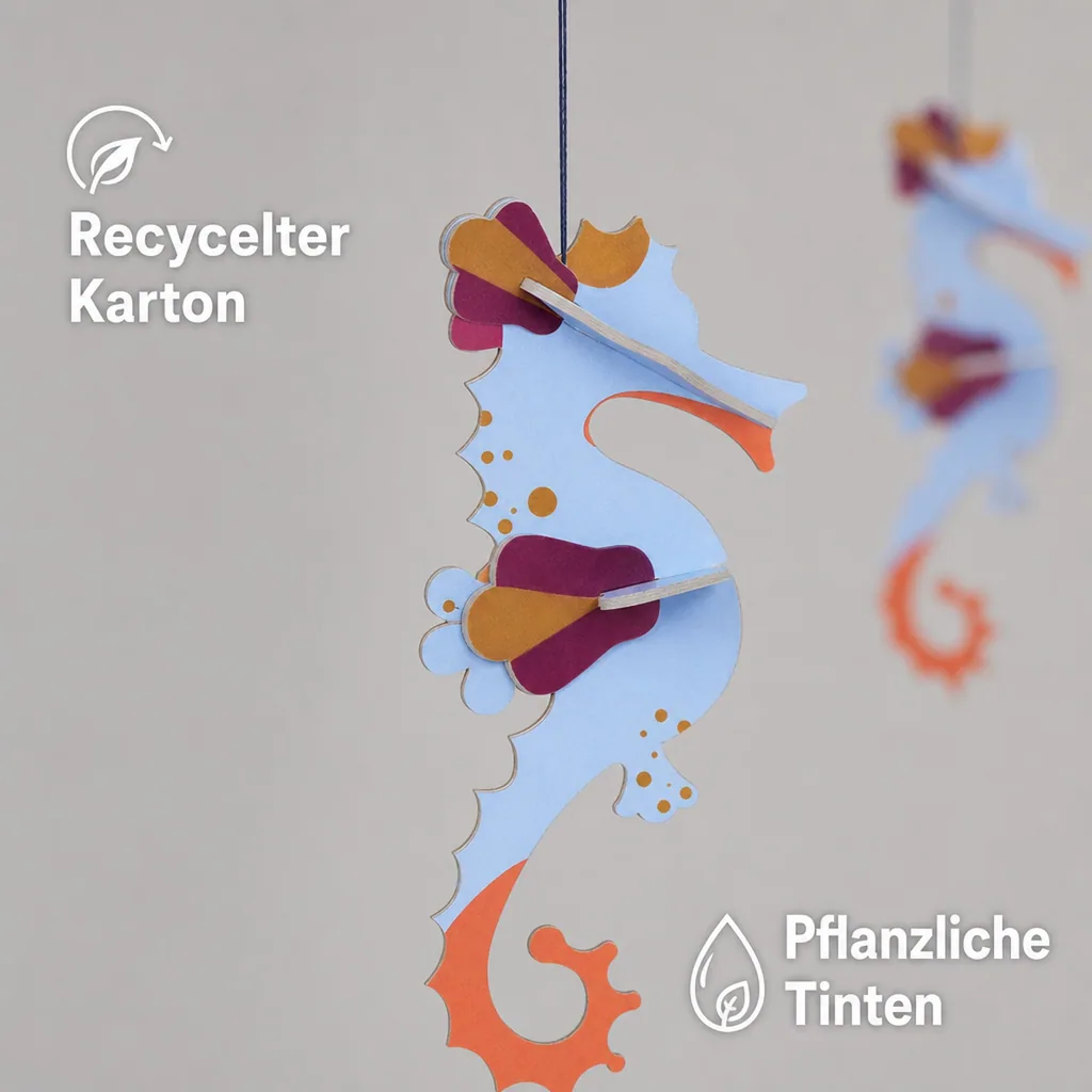 Studio ROOF Ornament, Bastel-Set, 3D Wandobjekt - Seepferdchen