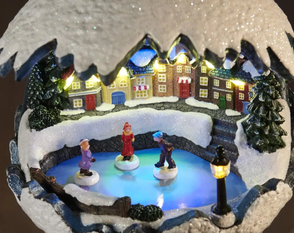 Winterwunder Kugel mit Eisläufern