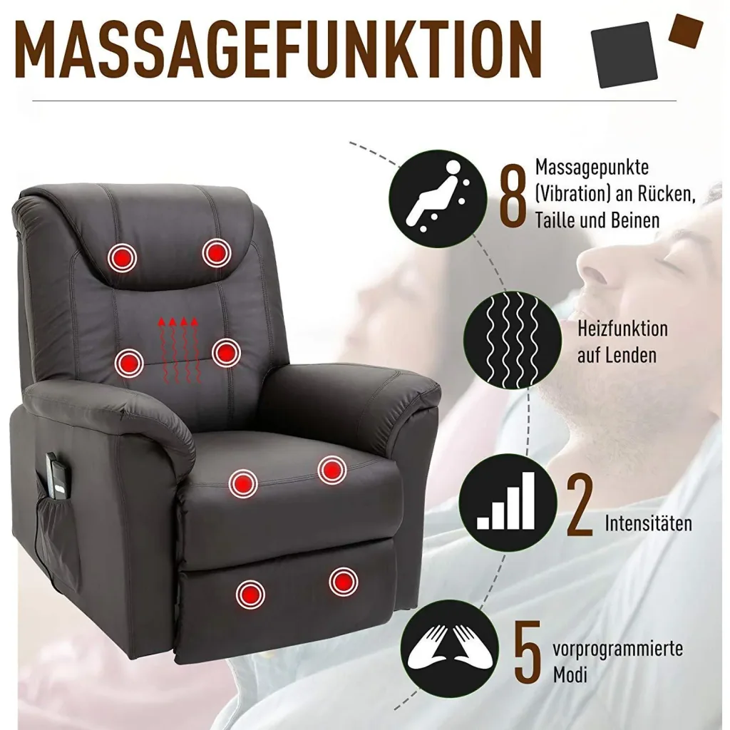 Massagesessel mit Wärmefunktion und Aufstehhilfe