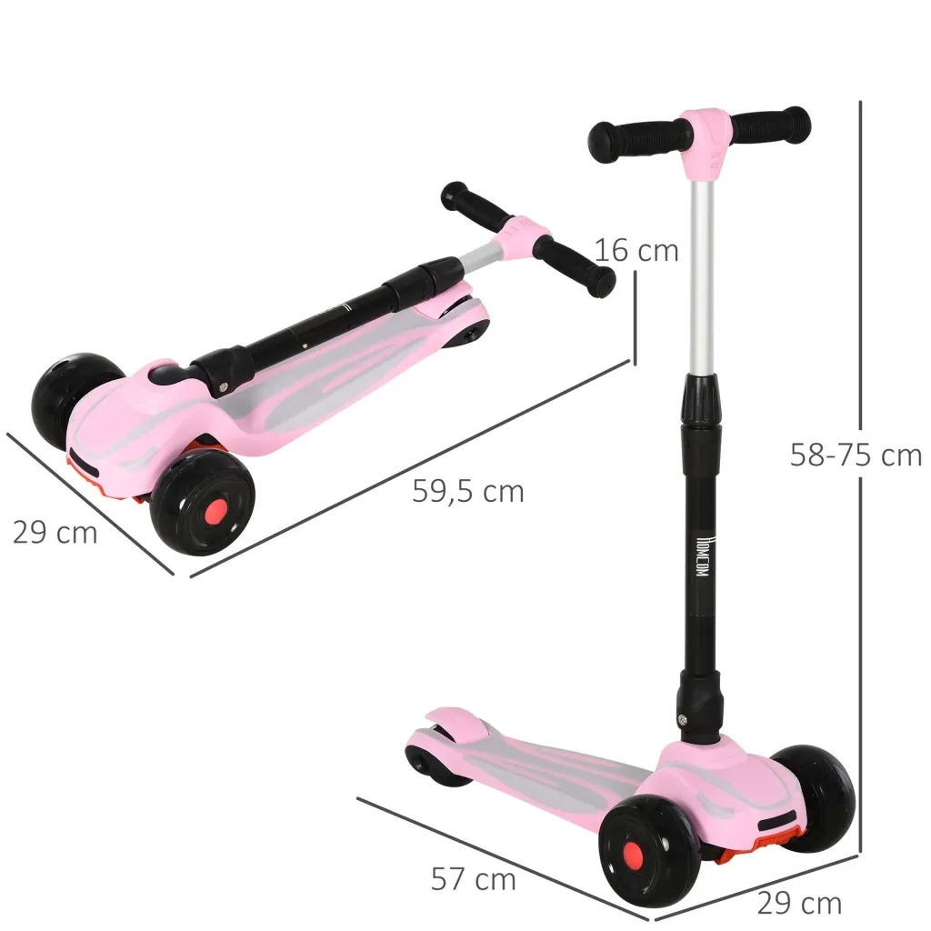 Mädchenroller mit einstellbarer Höhe, rosa