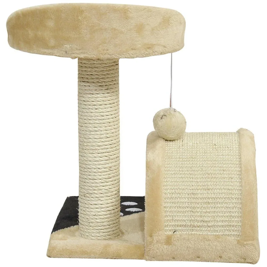 Katzenbaum mit beigem Plüsch 36 cm x 36 cm x 44 cm