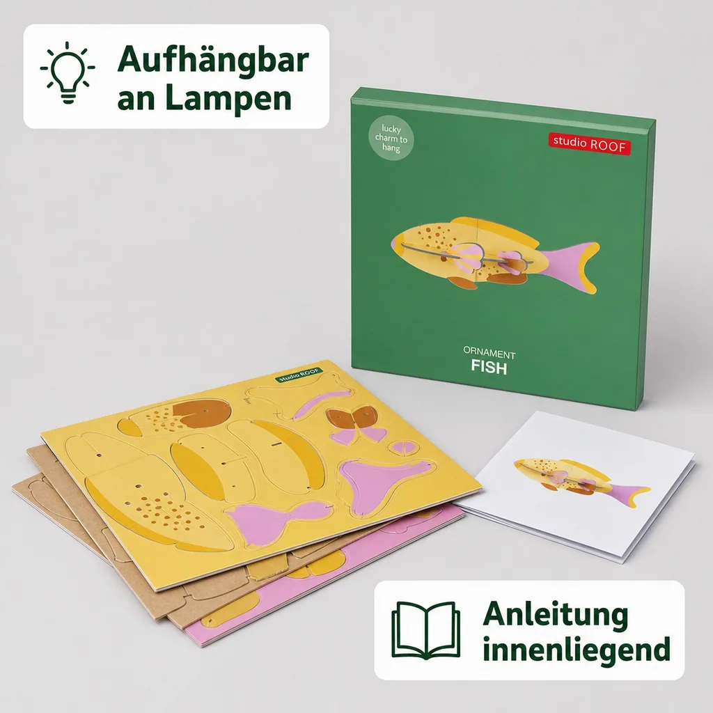 Studio ROOF Ornament, Bastel-Set, 3D Wandobjekt - Fisch