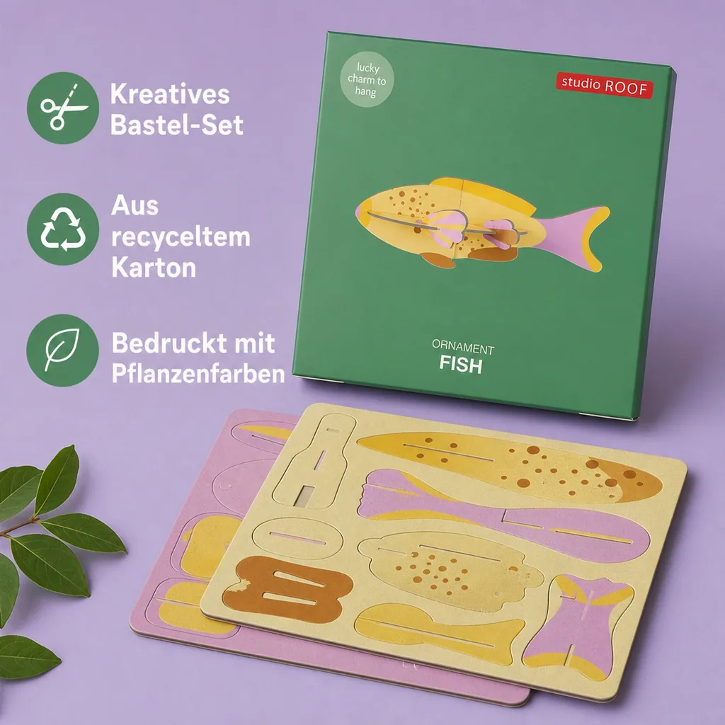 Studio ROOF Ornament, Bastel-Set, 3D Wandobjekt - Fisch