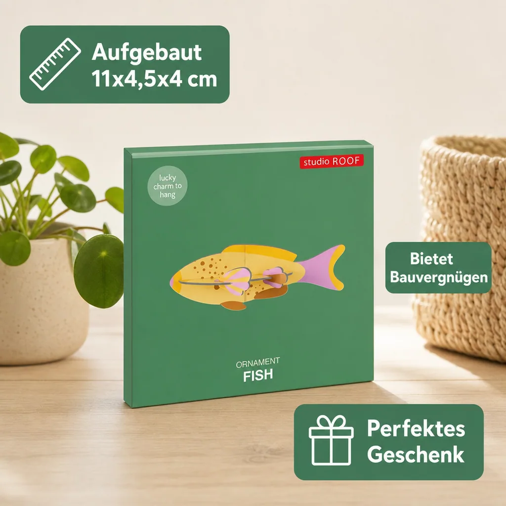 Studio ROOF Ornament, Bastel-Set, 3D Wandobjekt - Fisch