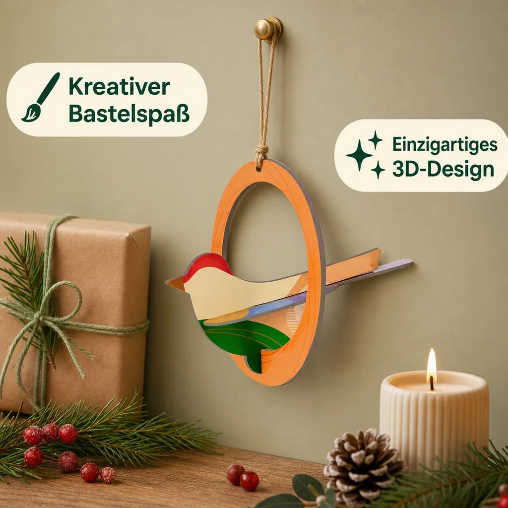 Studio ROOF Ornament, Bastel-Set, 3D Wandobjekt - Robin
