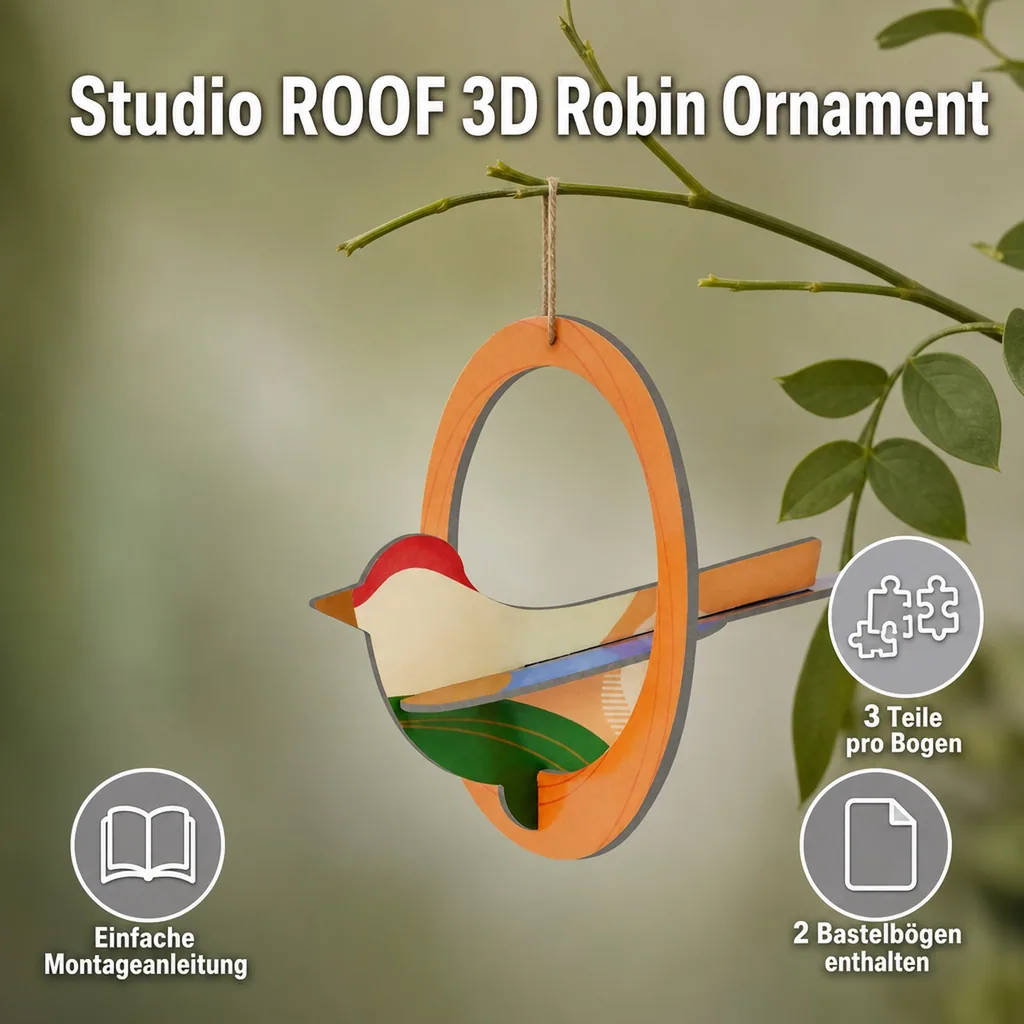 Studio ROOF Ornament, Bastel-Set, 3D Wandobjekt - Robin