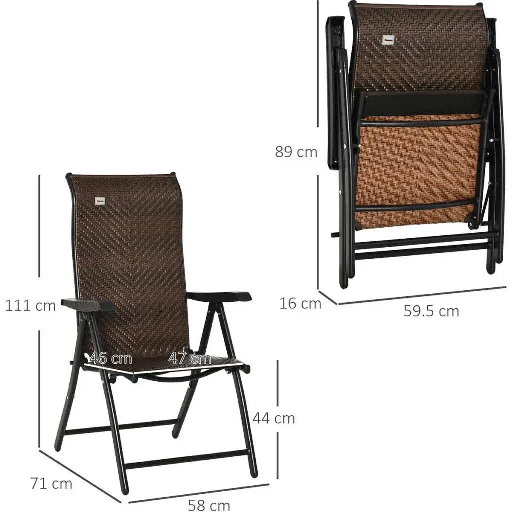 Rattan Gartenstuhl klappbar braun