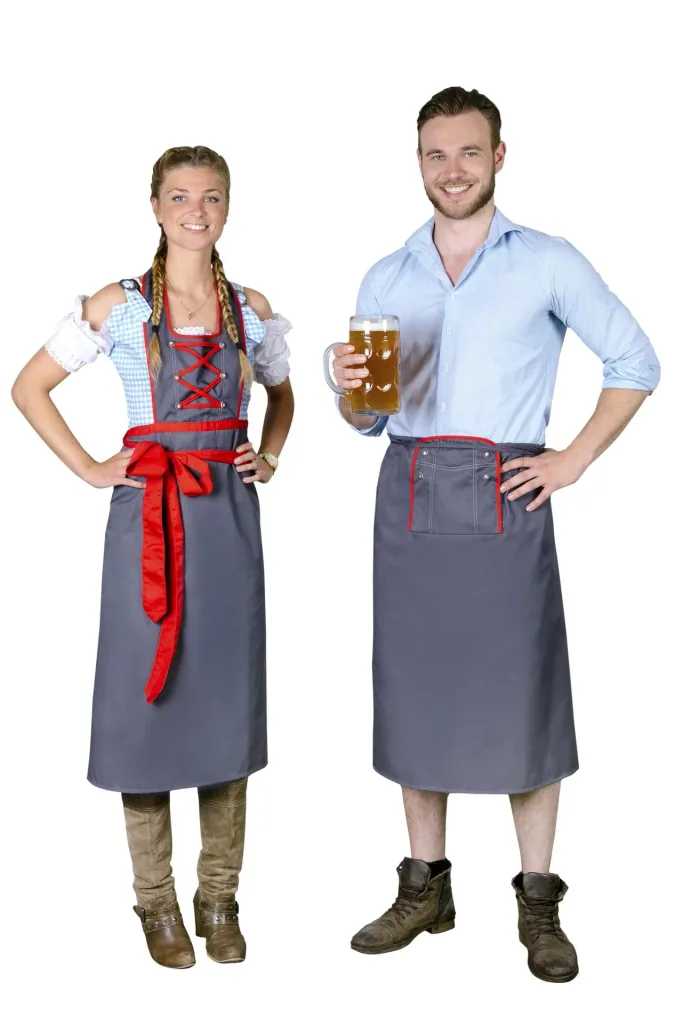 Schürze für Herren, Farbe grau/rot, Einheitsgröße