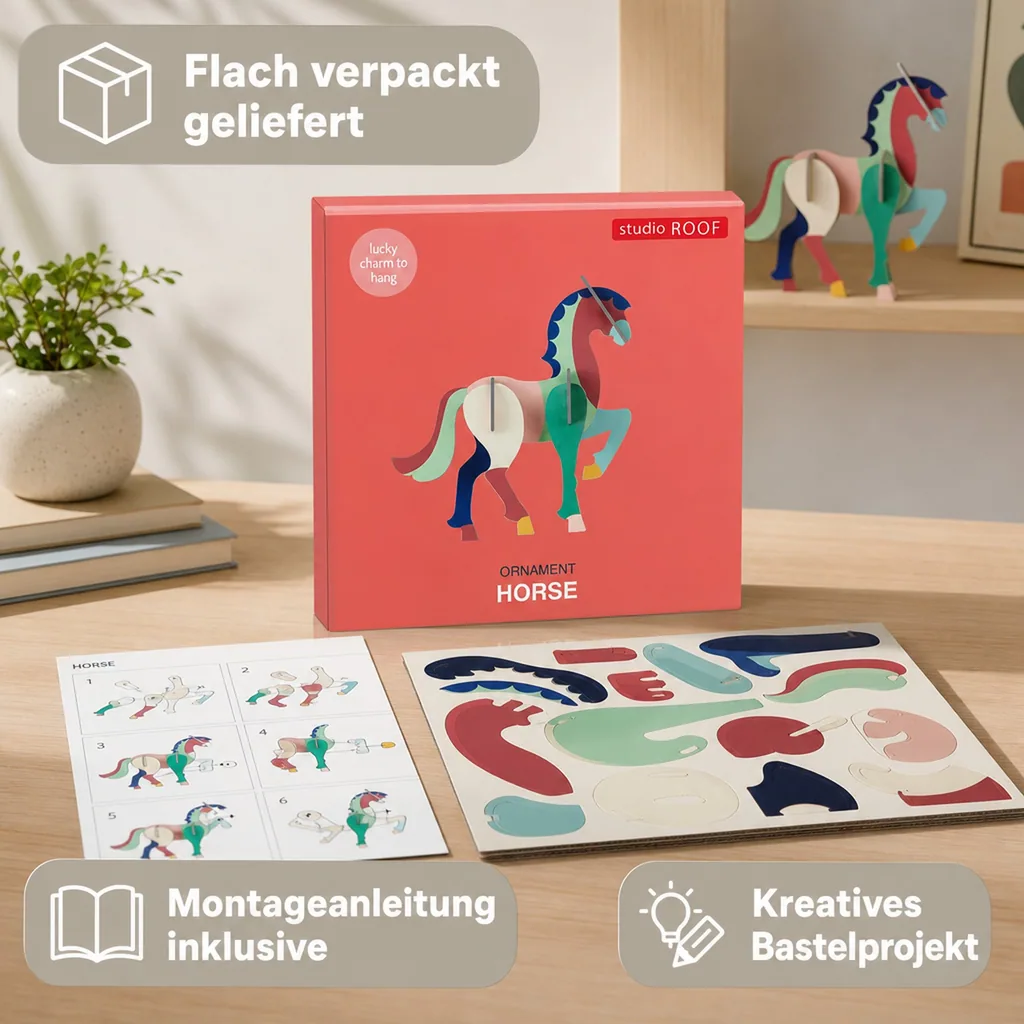 Studio ROOF Ornament, Bastel-Set, 3D Wandobjekt - Pferd