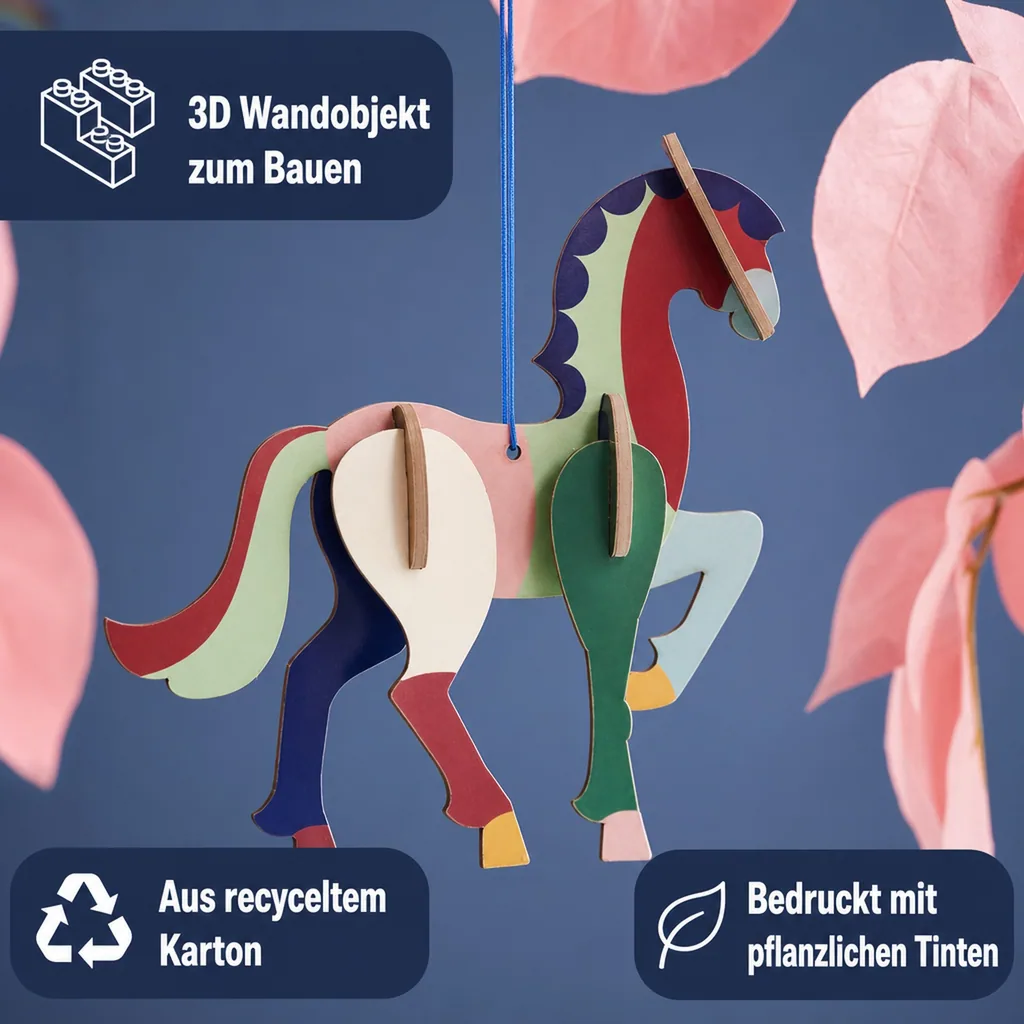 Studio ROOF Ornament, Bastel-Set, 3D Wandobjekt - Pferd
