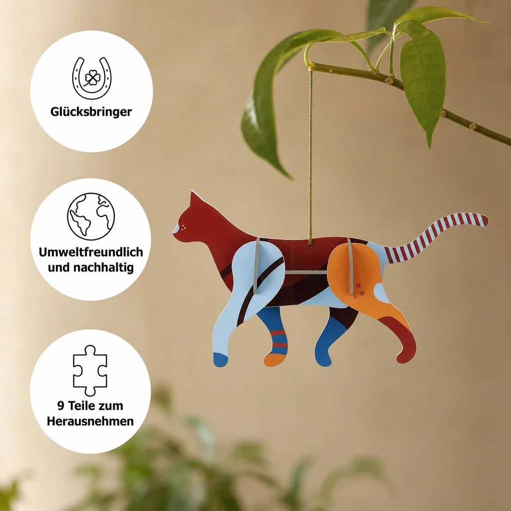 Studio ROOF Ornament, Bastel-Set, 3D Wandobjekt - Katze