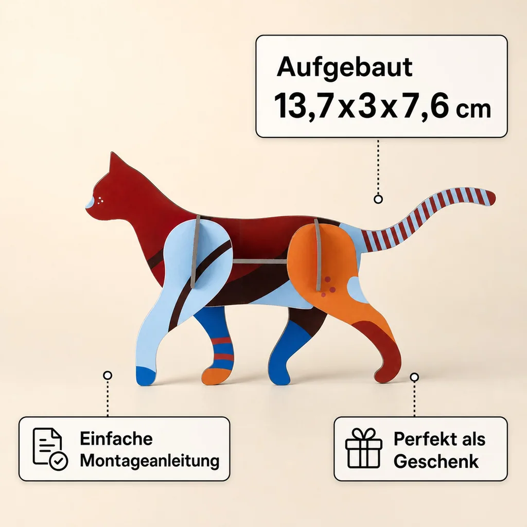 Studio ROOF Ornament, Bastel-Set, 3D Wandobjekt - Katze