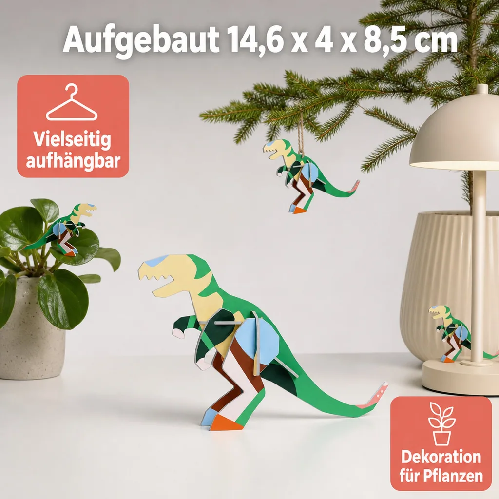 Studio ROOF Ornament, Bastel-Set, 3D Wandobjekt - T-rex