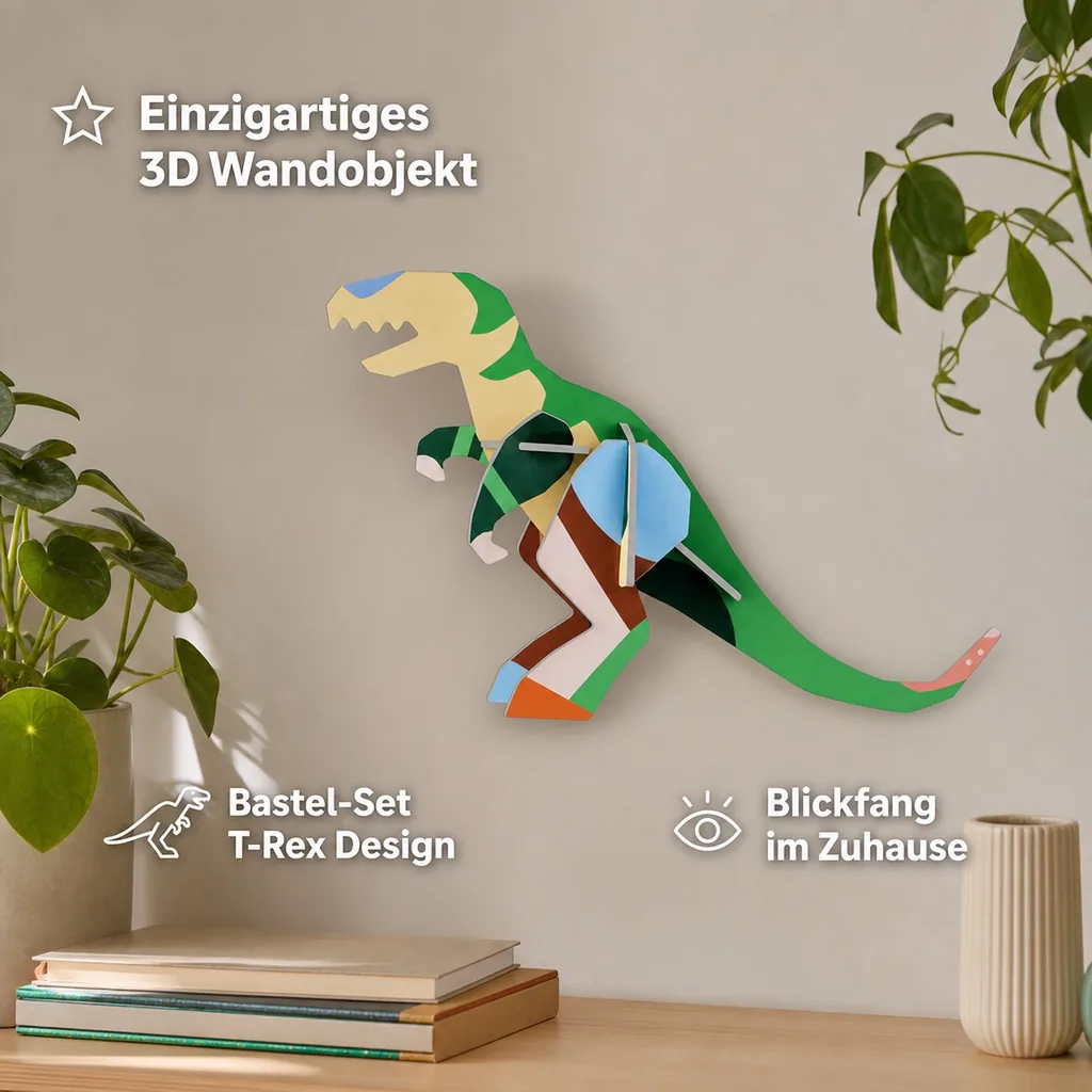 Studio ROOF Ornament, Bastel-Set, 3D Wandobjekt - T-rex