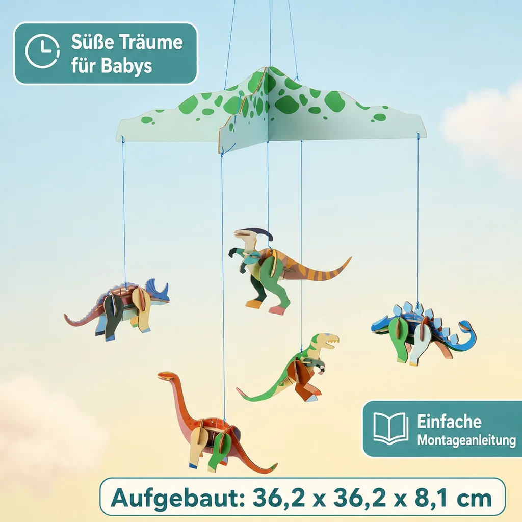 Studio ROOF Bastel-Set, 3D Wandobjekt, Baby Mobile - Dinosaurierland