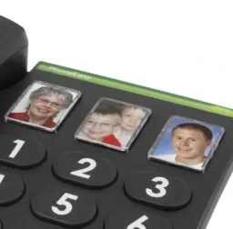 Schnurgebundenes Großtastentelefon PhoneEasy 331ph schwarz mit optischer Anrufsignalisierung, 3 Direktwahl-Fototasten