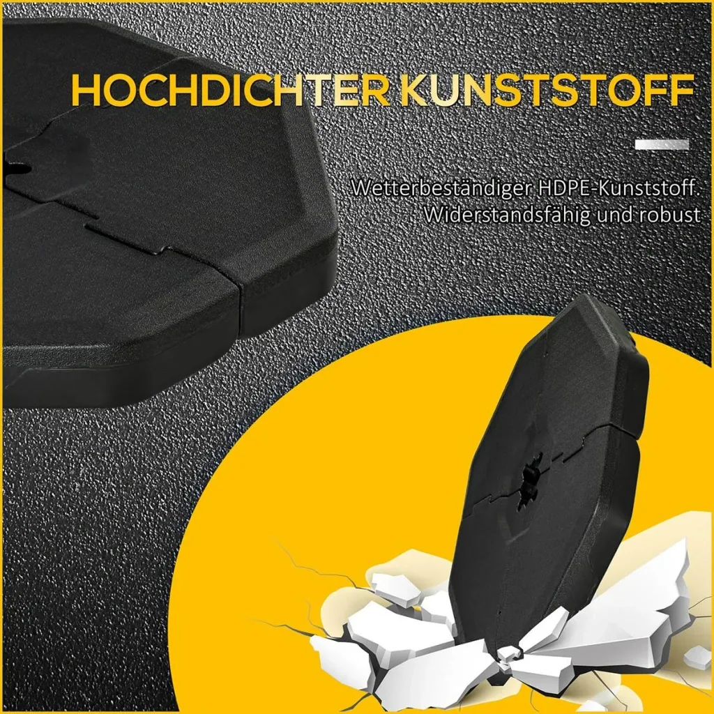 Sonnenschirmgewicht 4-tlg. Schirmgewicht für Ampelschirm Bodenkreuz Sand/Wasser befüllbar bis 140 kg HDPE Schwarz
