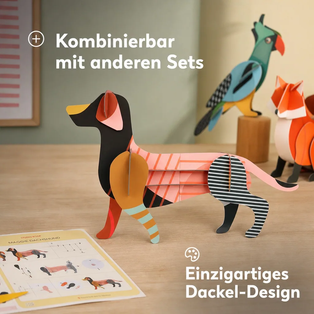 Studio ROOF Bastel-Set, 3D Wandobjekt, 3D Dekoration - Maggie Dackel