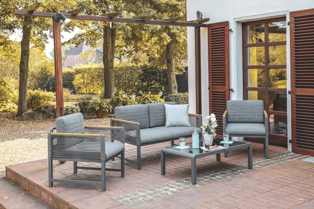 Gartenmöbel-Lounge-Set "Nevi" - dunkelgrau  