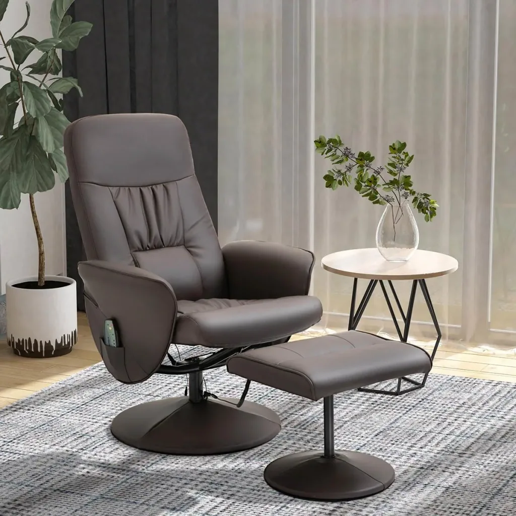 Massagesessel mit Fußhocker Relaxsessel Massagesessel TV-Sessel145°-Neigung Kunstleder Braun 76 x 81 x 105 cm