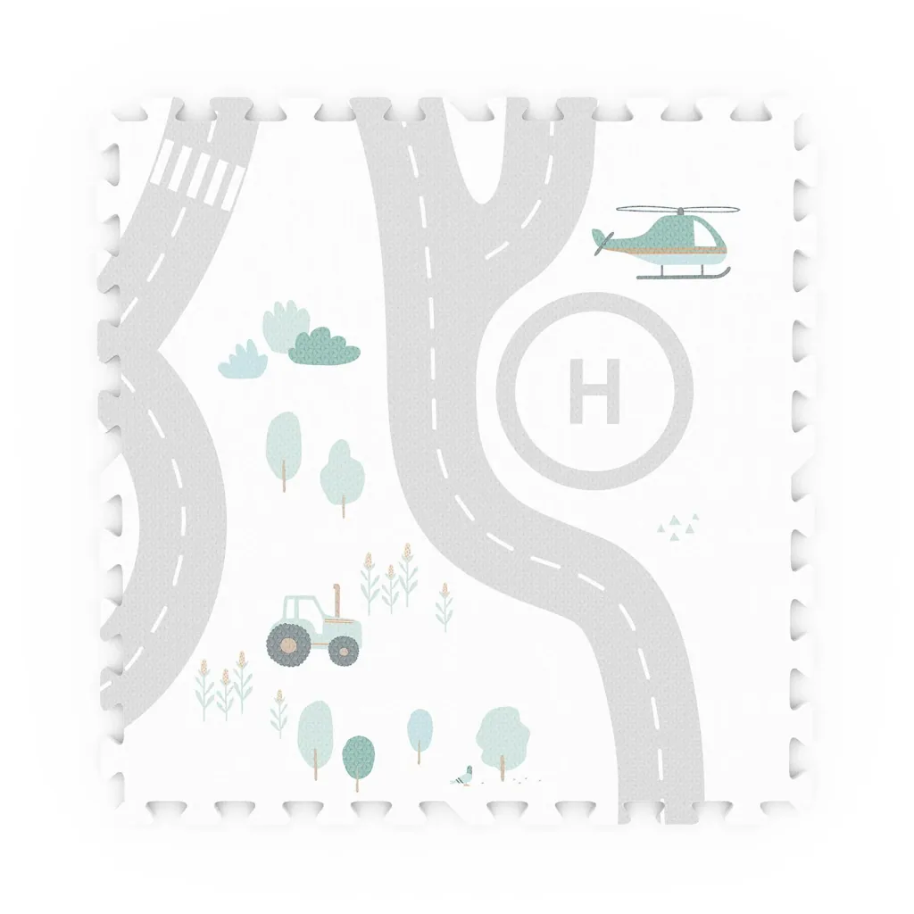 Play&Go Kinderteppich, Puzzlematte, Puzzleteppich - Straßenkarte/Symbole EVA