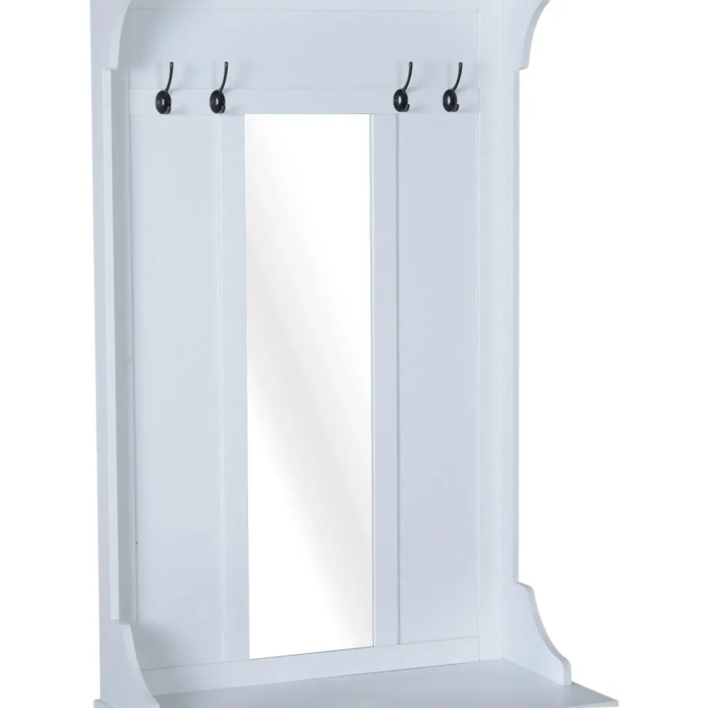 Flurgaderobe 3-in-1 Wandgarderobe mit Schuhschrank 4 Haken Weiß 80 x 40 x 170 cm