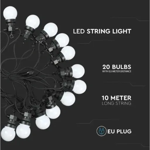 VT-71020 Lichterkette - Wasserdicht - 20 LED-Lampen - 6000K - 10M