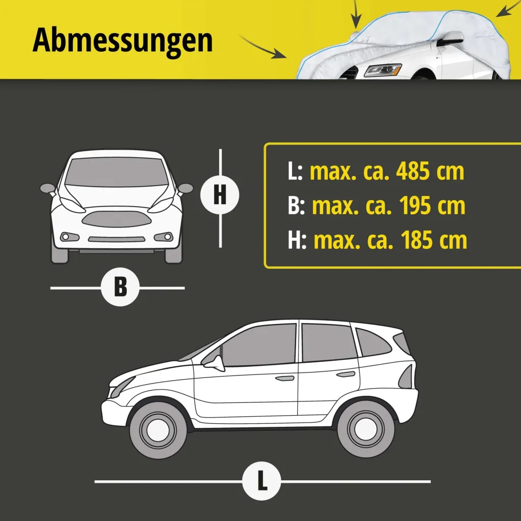 Autoabdeckplane Sun Reflect - Größe 10 - 485x195x185cm - 112g/m² - PES beschichtet