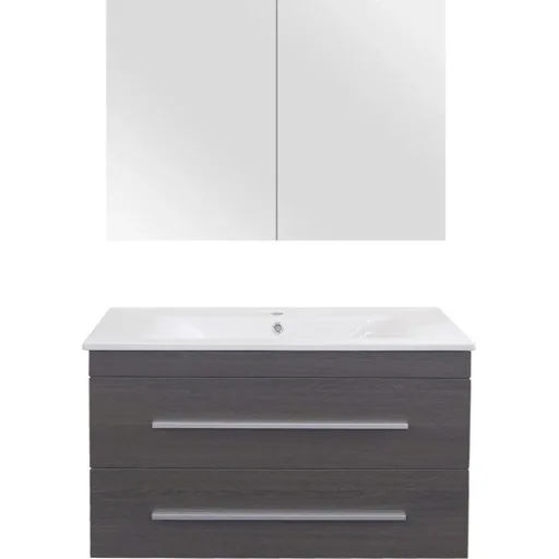 Badezimmermöbel Style 90cm - schwartz Eiche