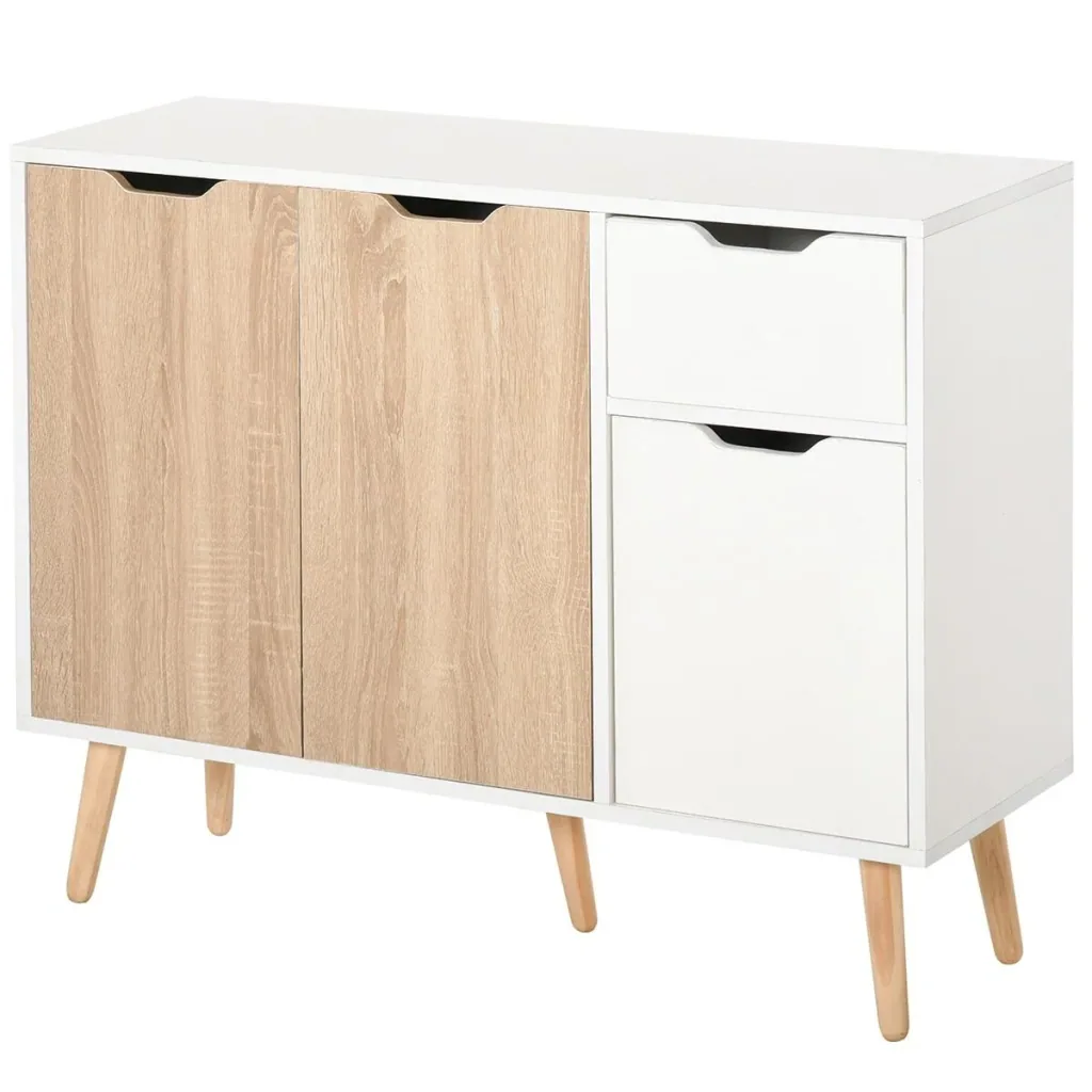 Sideboard mit Schrank und Schubladen Kommode Nachttisch Beistellschrank im skandinavischen Design viel Stauraum MDF Span