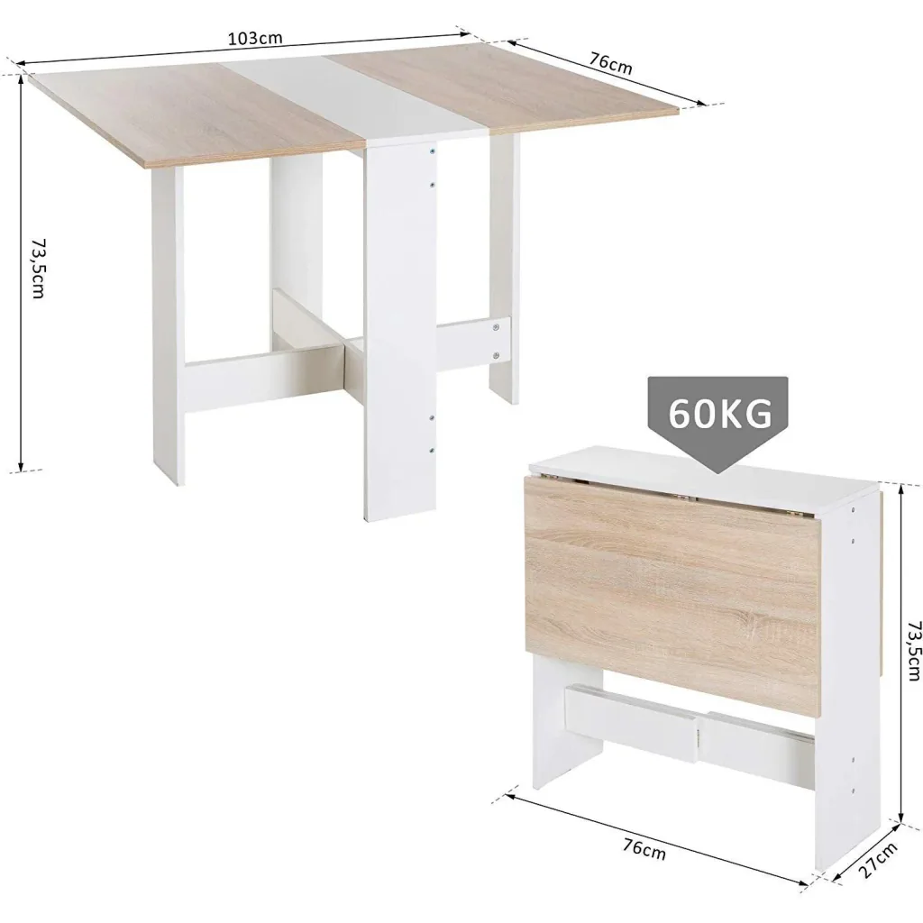 Esstisch Klapptisch Schreibtisch Eiche Weiß